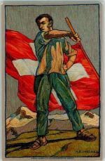 Bundesfeier Fahnenschwinger sign H. B. Wieland Bundesfeier Ganzsachen Schweiz 1912 Künstlerkarte