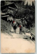 1873 Val-d'Illiez 1905 - Bauernfamilie mit Ziege