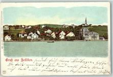 8702 Zollikon 1901 Lithographie Kirche See Ruderboot Gruss
