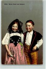 3654 Gunten - Berner Bueb und Meitschi in Tracht Ort lt. Stempel