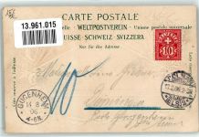 8840 Einsiedeln 1906 Prägedruck Stiftskirche Wappen Flaggen