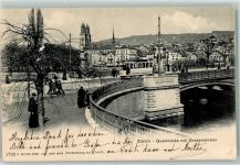 8000 Zürich 1904 - Quaibrücke Tram Grossmünster