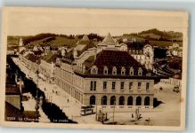 2300 La Chaux-de-Fonds 1922 Foto AK Postamt Straßenbahn