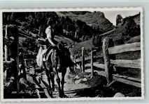 Dent d´Herens 1944 Foto AK Au Val d`Herens - Bäuerin auf einem Pferd