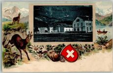 8880 Walenstadt Prägedruck Steinbock Wappen Kaserne Ort lt. Stempel