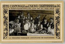 2052 Fontainemelon 1914 Foto AK Fete Cantonale des Unions Chretiennes de J.G.