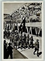 8000 Zürich 1939 - Schweizerische Landesausstellung Einzug in die LA Soldaten Fahnen