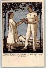 5200 Brugg AG Künstlerkarte sign G. Müller Aarg. Kant. Turnfest 1913 Off. Festpostkarte II