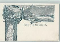 Grimsel Vorläufer Gruss aus Lithographie Wasserfall AK