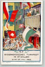 9000 St. Gallen S. Gallo 1922 Gebrauchsspuren Offiz. Karte Nr. 4 57. Eidgenössisches Turnfest AK