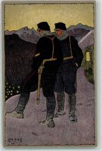 1914 Künstlerkarte Winter Occupation des Frontieres Soldat Uniform sign. Moos Ort lt. Verlag