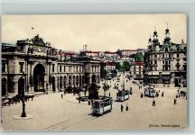 8000 Zürich - Bahnhofplatz Tram Pferdekutschen