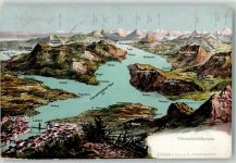 6374 Buochs 1907 - Vierwaldstättersee Vogelschau