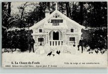 2300 La Chaux-de-Fonds - Villa de neige et ses constructeurs Hiver 1908 Hühner Männer Schnee Winter