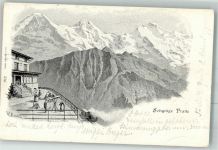 Schynige Platte 1903 Lithographie / Künstlerkarte Hotel Bergbahn sign. Benteli, W.