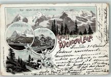 Wengernalp 1896 Lithographie Eiger Mönch Jungfrau Hotel Scheidegg Kleine Scheidegg Wengern-Alpbahn