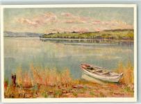 8272 Ermatingen Künstlerkarte sign. Herzog Ruderboot Untersee