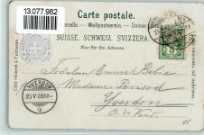 8212 Neuhausen am Rheinfall Lithographie / Mondschein Gruss aus - Rheinfall - Verlag Metz 4938 , Eckknick