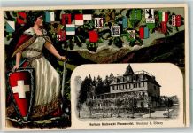 Pfannenstiel Prägedruck Gasthaus Kurhaus Hochwacht Helvetia Wappen