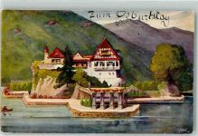 6354 Vitznau 1914 Künstlerkarte Schloss Hohenfels sign. F. Jenny Geburtstag