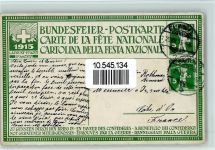 Ganzsache 1915 - Helvetia mit Flüchtlingen Bundesfeier Ganzsachen Schweiz Künstlerkarte