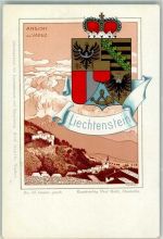 9490 Vaduz Lithographie sign. Caspari Wappen No. 60 Kunstverlag Paul Kohl