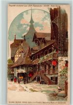 Lithographie Village Suisse Exposition Paris 1900 - La Poste Maison de Wald