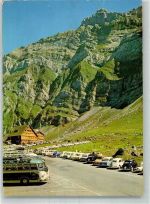 Schwägalp 1968 Foto AK Hotel Gasthaus Omnibus Auto Säntis