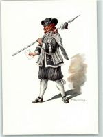 3000 Bern Berne Künstlerkarte PTT-Museum Standesläufer von Basel Kostüm des XVII. Jahrhundert sign