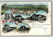 3232 Ins Anet 1906 BOAKC Bahnhof Gasthaus zum Bären Postamt Lithographie