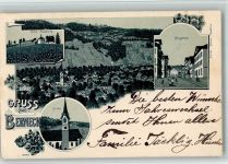 9442 Berneck 1900 BOAKC Lithographie Ruine rosenburg Neugasse Kirche