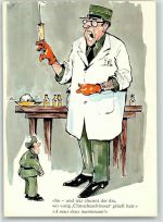 Moudon Kaserne Feldpost Stabsarzt Spritze Karikatur Militär Schweiz