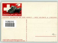 Irgendwo in der Schweiz Bau einer Tankfalle sign Vignette Grenzbesetzung 39/40 Militär Schweiz Künstlerkarte