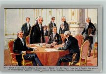 Zürich Centenaire de la Reunion 19. Mai 1815 Les delegues de la Suisse V. Mülinen V. Rüttimann et ceux de Geneve Des Arts et SChmidtmeyer signent l'Acte de reunion de Geneve a la Suisse Chancelier de la diete Mousson Nr. 9 sign Militär Schweiz 1914 Künstlerkarte