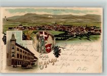 8215 Hallau 1902 BOAKC Lithographie Hotel Falken Wappen Verlag Künzli Nr 2168