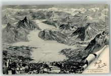 6353 Weggis 1903 - Vogelschau Vierwaldstättersee