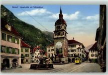 6460 Altdorf UR - Hauptplatz Telldenkmal Straßenbahn