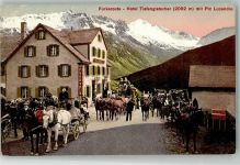 Furka Foto AK Postkutsche Hotel Ttiefengletscher