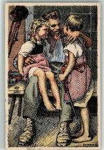 Soldat mit seinen beiden Kindern Nationalspende für unsere Soldaten und ihre Familien Militär Schweiz Künstlersteindruck