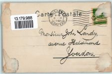 1400 Yverdon-les-Bains Gebrauchsspuren Segelboote Wappen sign E. D. Turrian Künstlerkarte