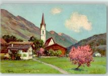 7240 Küblis Künstlerkarte Kirche sign.