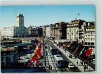 1000 Lausanne Losanna - Grand Pont Belair-Hochhaus Stadtomnibusse Fahnen