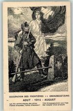 WK I Grenzbesetzung 1914 Helvetia AK Militär Schweiz 1914 Künstlerkarte