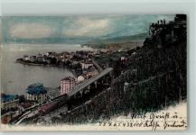 1820 Montreux 1906 Gebrauchsspuren Chemin de fer de Terriet Glion , Bergbahn , Verlag J.J.
