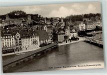 6000 Luzern Lucerne - Kapellbrücke Reuss Schwanenplatz