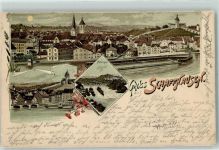 8200 Schaffhausen Sciaffusa 1901 Lithographie / Mondschein Rheinfall