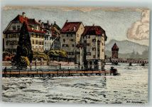6000 Luzern Lucerne Künstlersteindruck sign. Schlatter, E. Im Zöpfli