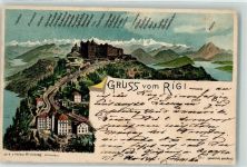 6356 Rigi Kaltbad Lithographie Hotel Rigi Bergbahn
