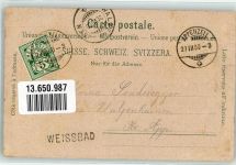 9057 Weissbad 1900 Lithographie Gasthaus u. Metzgerei z. Gemsle