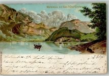 8872 Weesen 1899 Lithographie Berggesicht 7 Churfürsten Wallensee